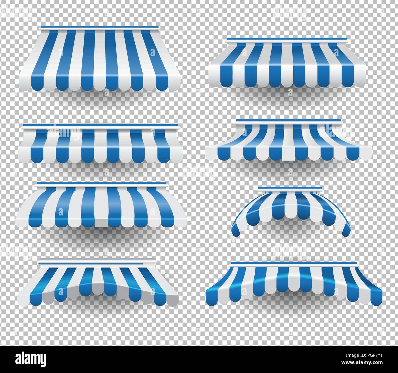 Set di tende da sole blu Illustrazione Vettoriale