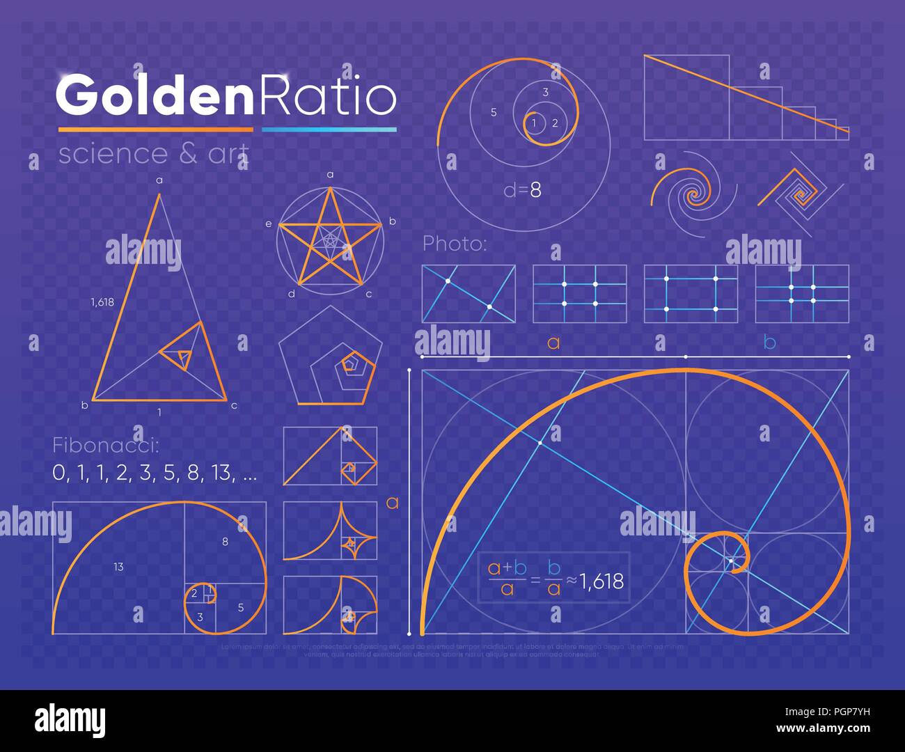 Set di golden elemento del rapporto Illustrazione Vettoriale