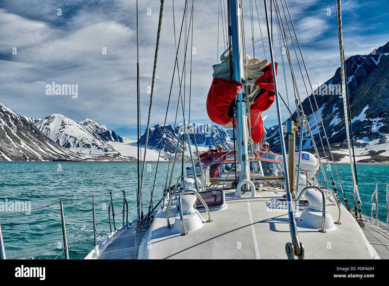 Paesaggio di Magdalenefjorden, Svalbard o Spitsbergen, Europa Foto Stock