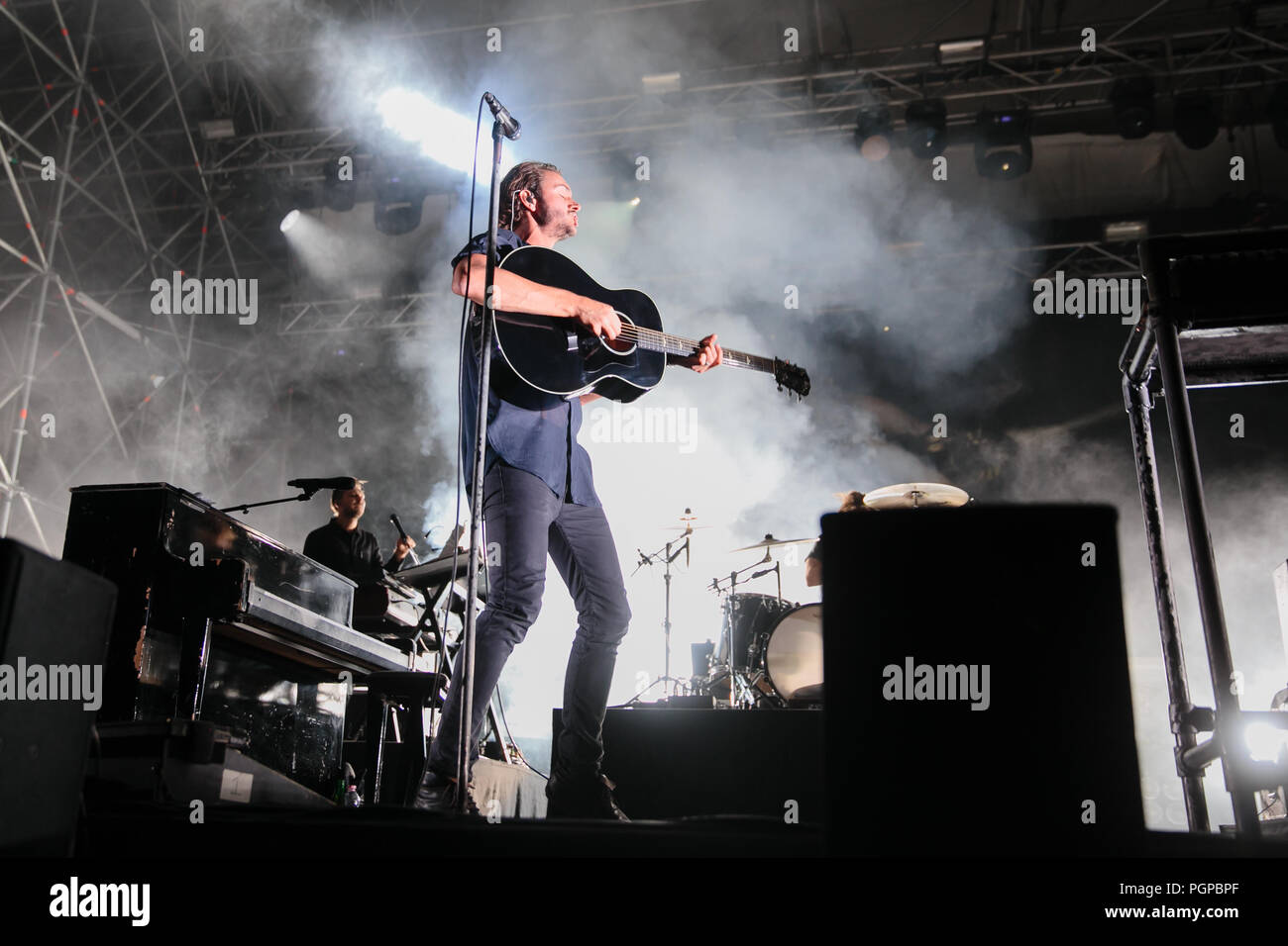 Torino, Italia. 26 Ago, 2018. Band britannica redattori si esibisce dal vivo a Torino. Credito: Daniele Baldi/Pacific Press/Alamy Live News Foto Stock