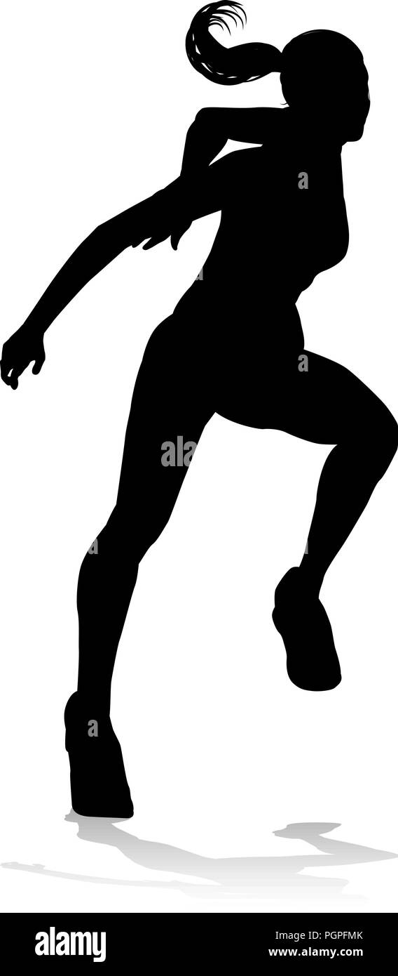 Runner Racing via e silhouette di campo Illustrazione Vettoriale