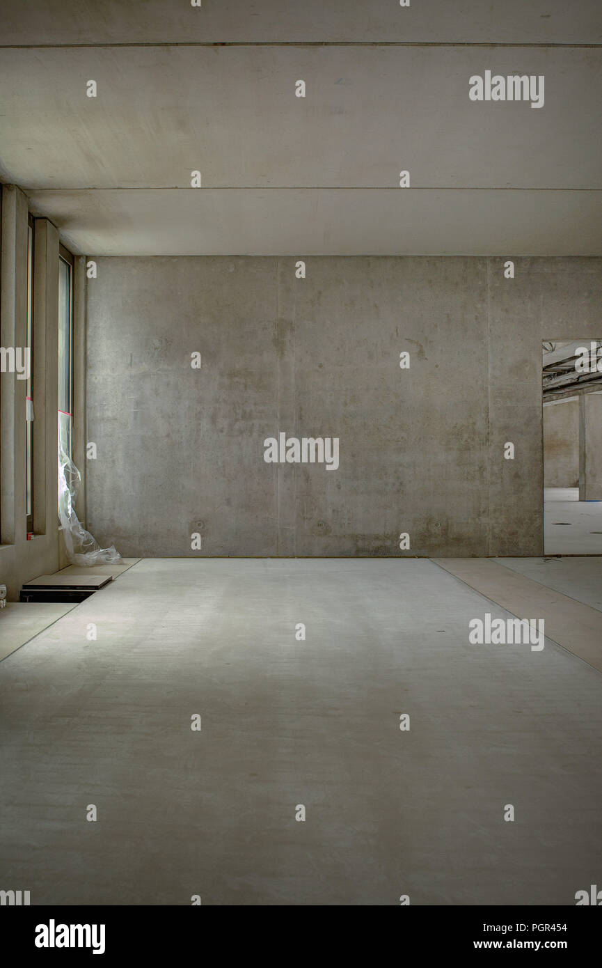 Edificio di appartamenti in costruzione. Interni in calcestruzzo. Sito in costruzione Foto Stock