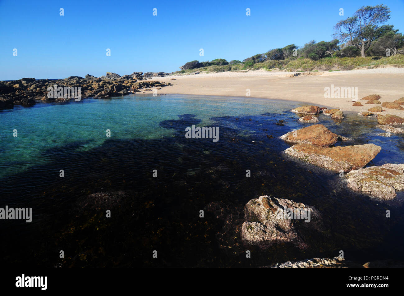 Baia riparata, Currarong, Jervis Bay Marine Park, NSW, Australia Foto Stock