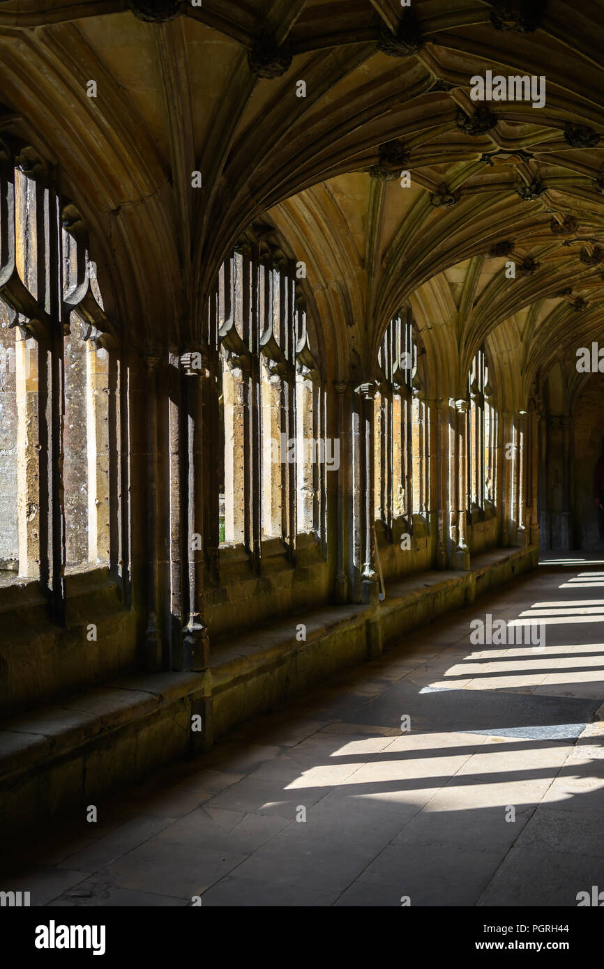 Lacock Abbey arcate Foto Stock