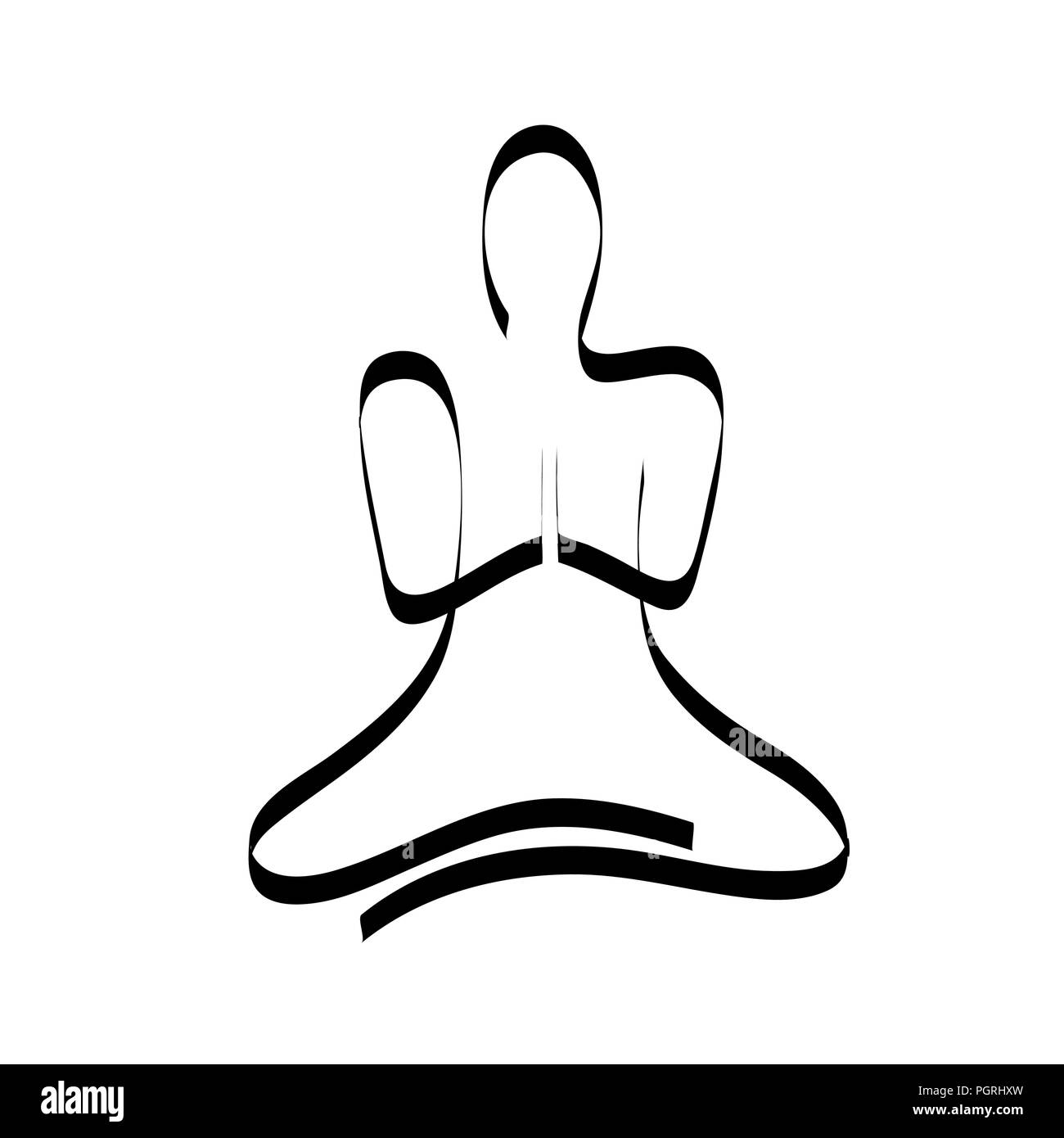 Disegno a mano persona in posa di meditazione su sfondo bianco illustrazione vettoriale EPS10 Illustrazione Vettoriale
