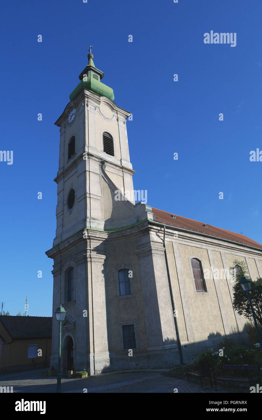 Saint Laszlo barocca della Chiesa Cattolica (Szent Laszlo-templom), Szob, Pest county, Ungheria Foto Stock