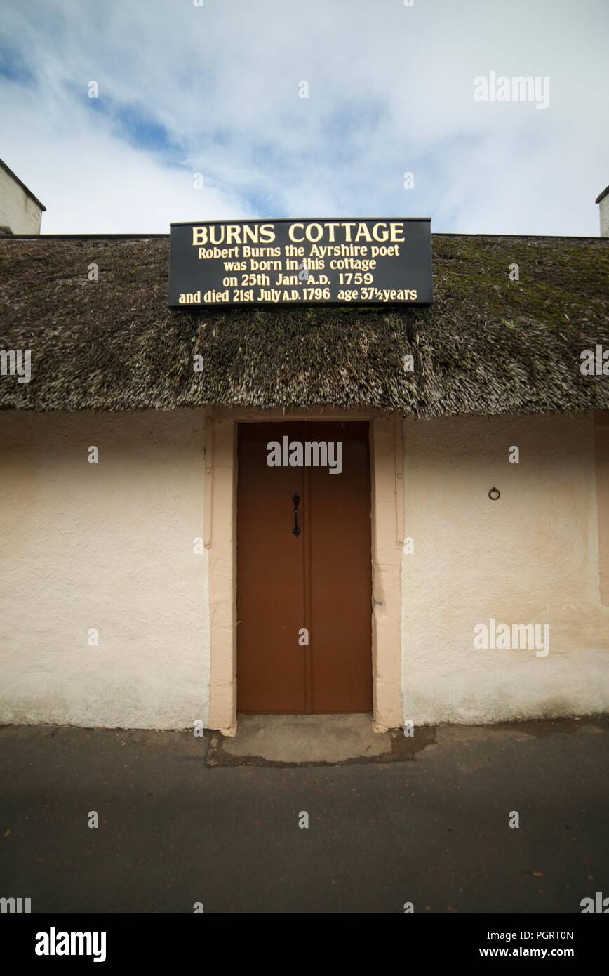 Robbie Burns cottage in Alloway, Scozia. Robert Burns cottage. Foto Stock