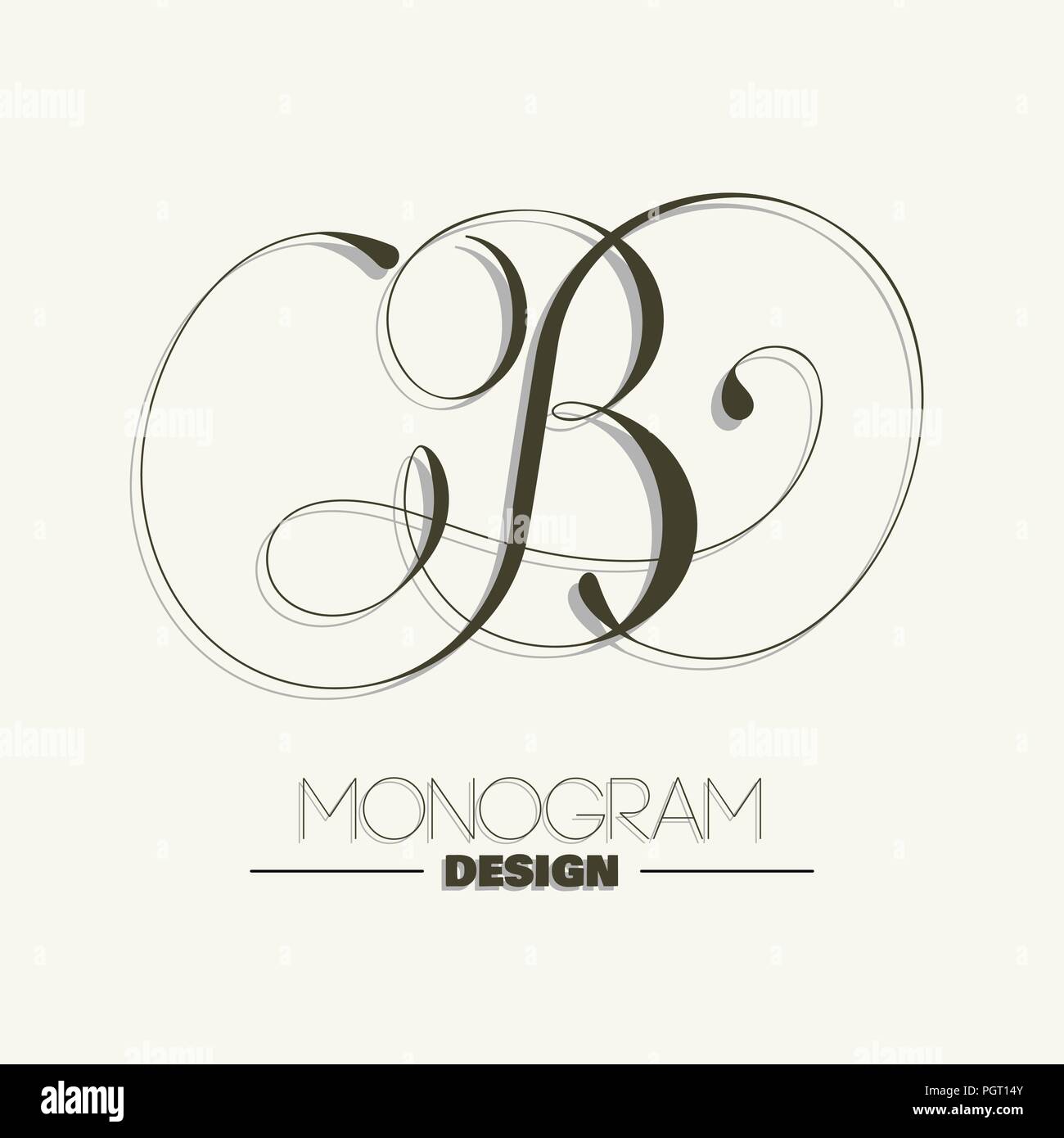 Elegante Calligrafia Lettera B Monogram Design Immagine E Vettoriale Alamy