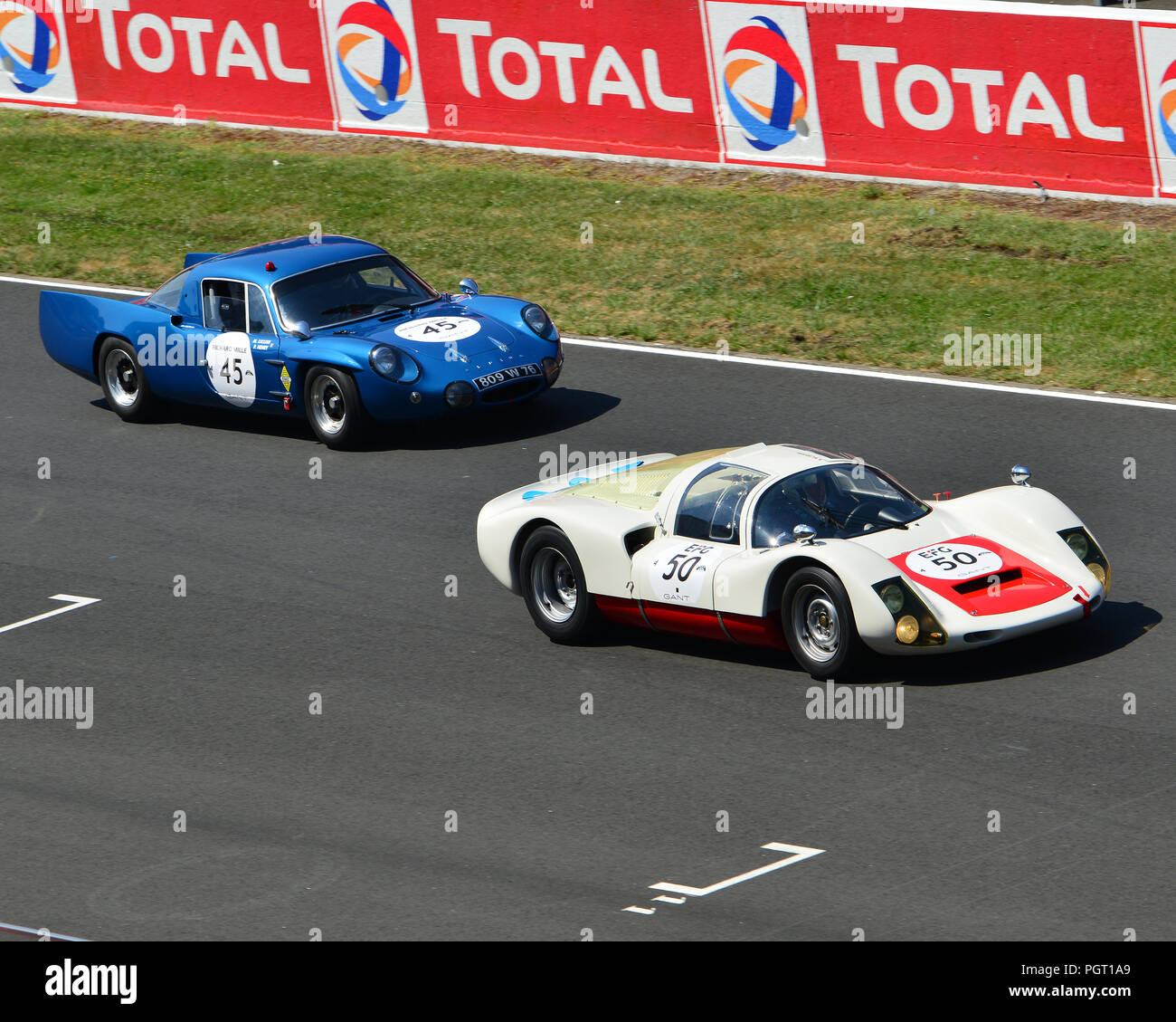 Sabino Ventura, Porsche 906 Carrera 6, Patrick Henry, Michel Leclere, Alpine Renault M 65, Plateau 4, la griglia 4, 1962 a 1965 automobili, Le Mans Classic 2018, Foto Stock