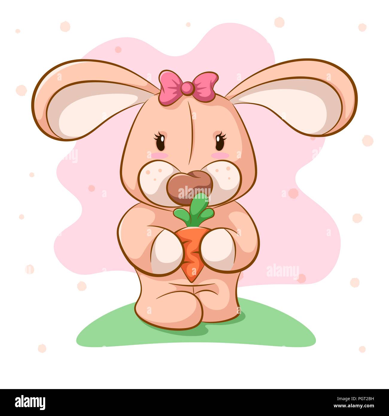 Funny cartoon coniglio con carota. Illustrazione Vettoriale