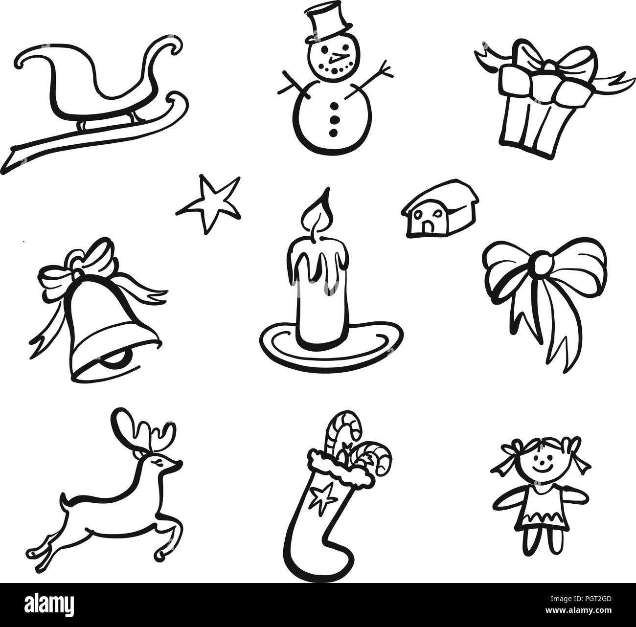 Natale icone disegni. Nizza calligrafico stagionali illustrazioni per  biglietti d'auguri. Disegnate a mano disegno vettoriale Immagine e  Vettoriale - Alamy