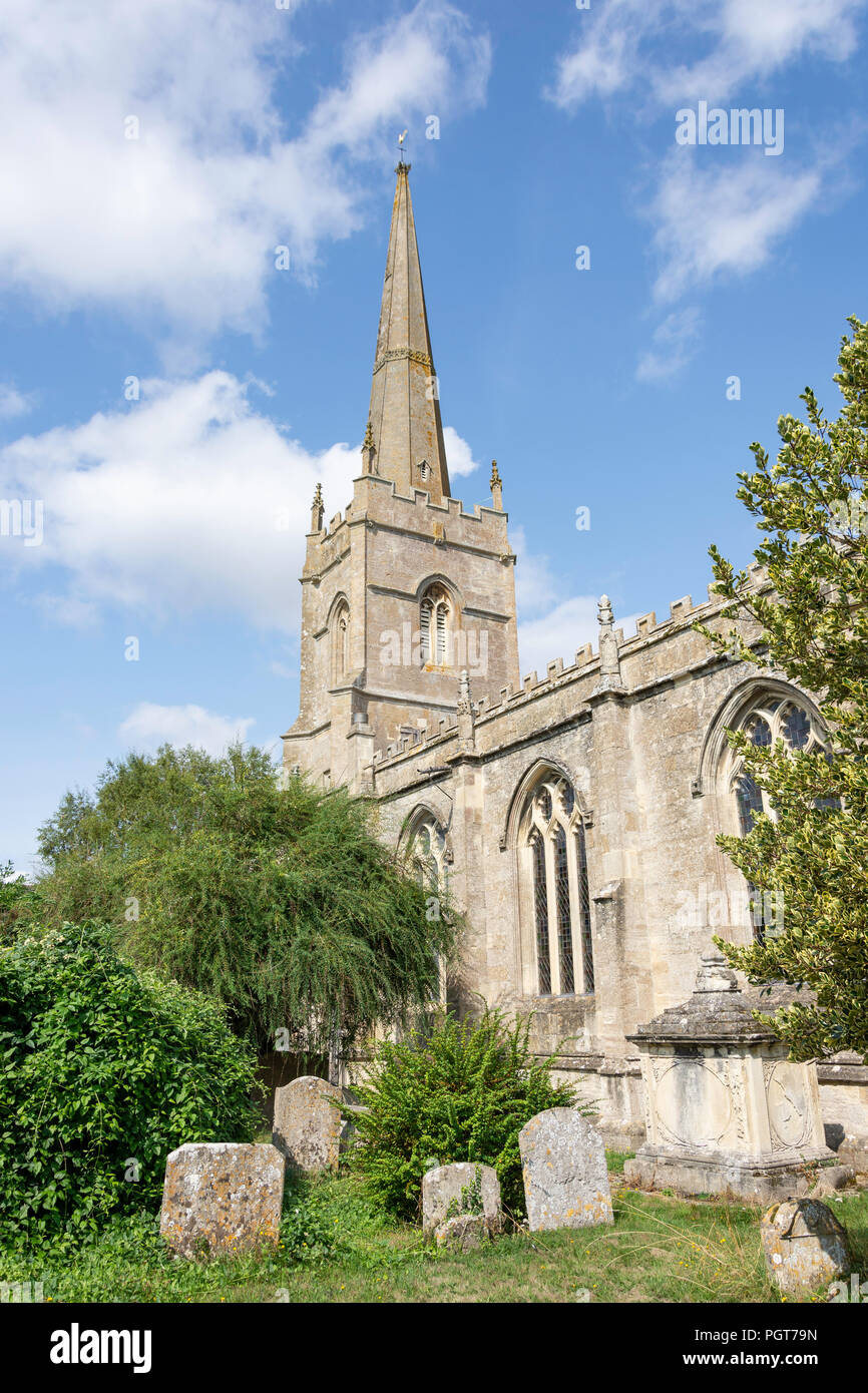 Chiesa di San Lorenzo, Shelley vicino, Lechlade-on-Thames, Gloucestershire, England, Regno Unito Foto Stock
