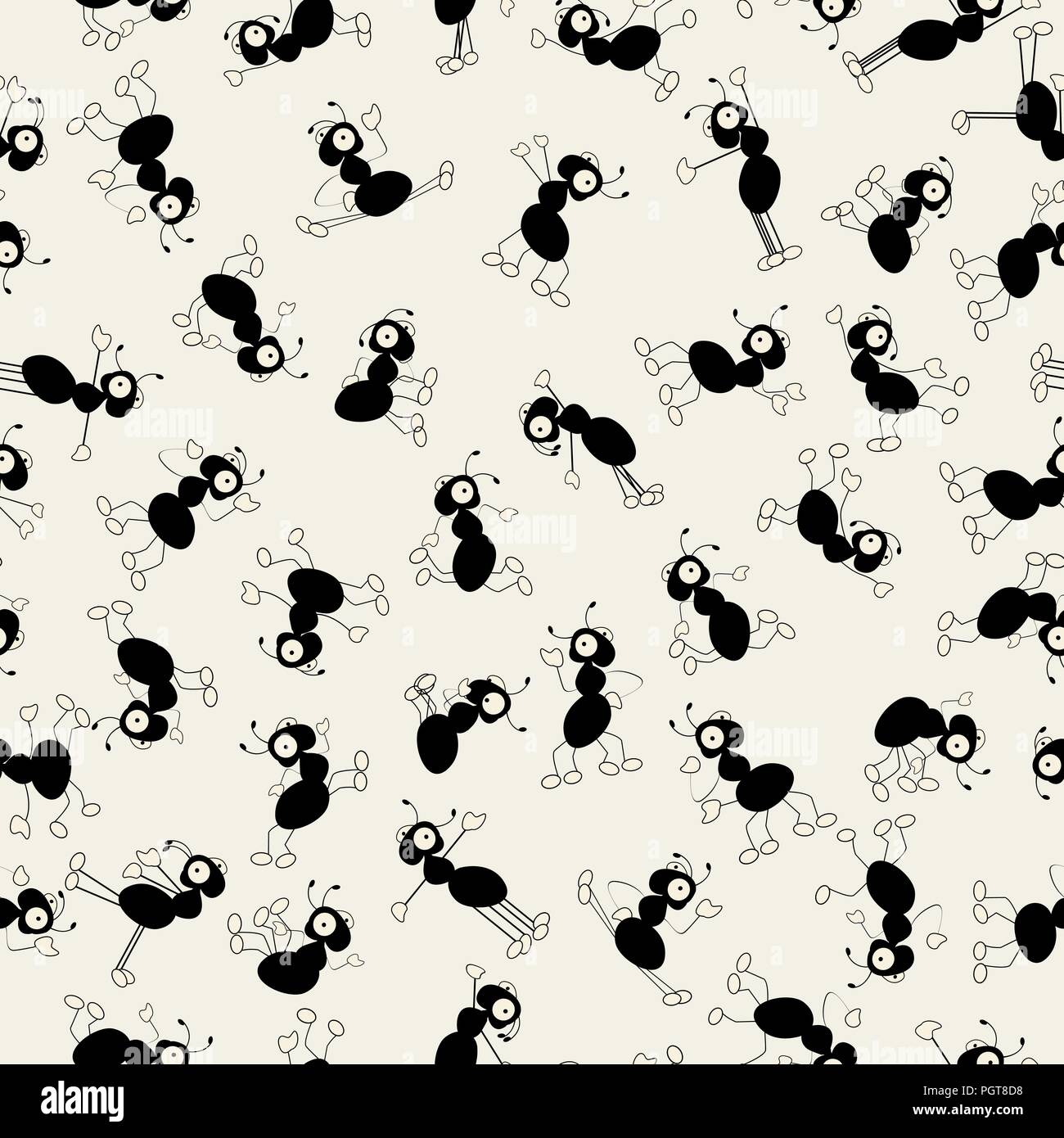 Cartoon formiche caratteri dancing, seamless pattern design Illustrazione Vettoriale