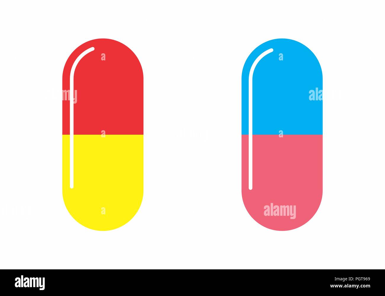 Le capsule di medicina isolati su sfondo bianco. Illustrazione colorata. Illustrazione Vettoriale