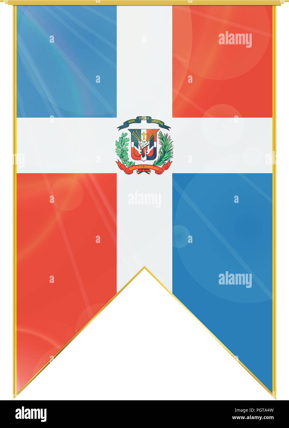 Luxury nastro verticale con la bandiera della Repubblica Dominicana incorniciato in oro Illustrazione Vettoriale