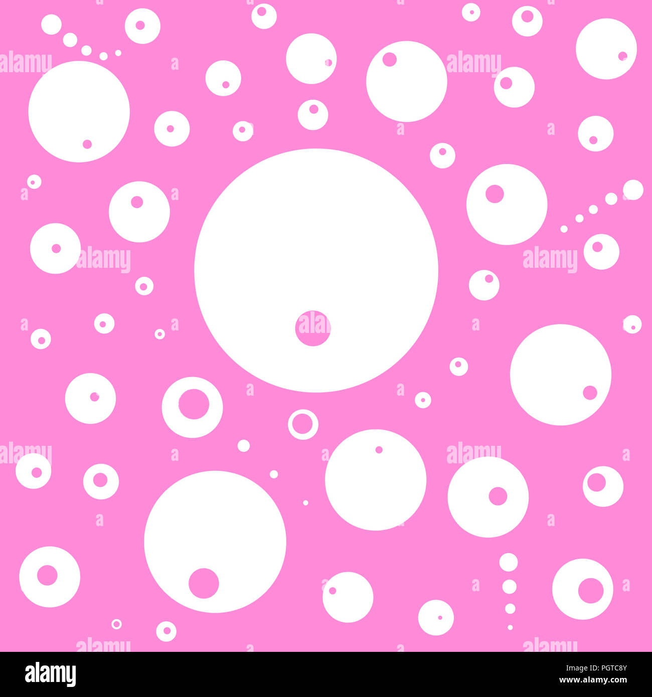 Abstract white piccoli e grandi palle su sfondo rosa Foto Stock