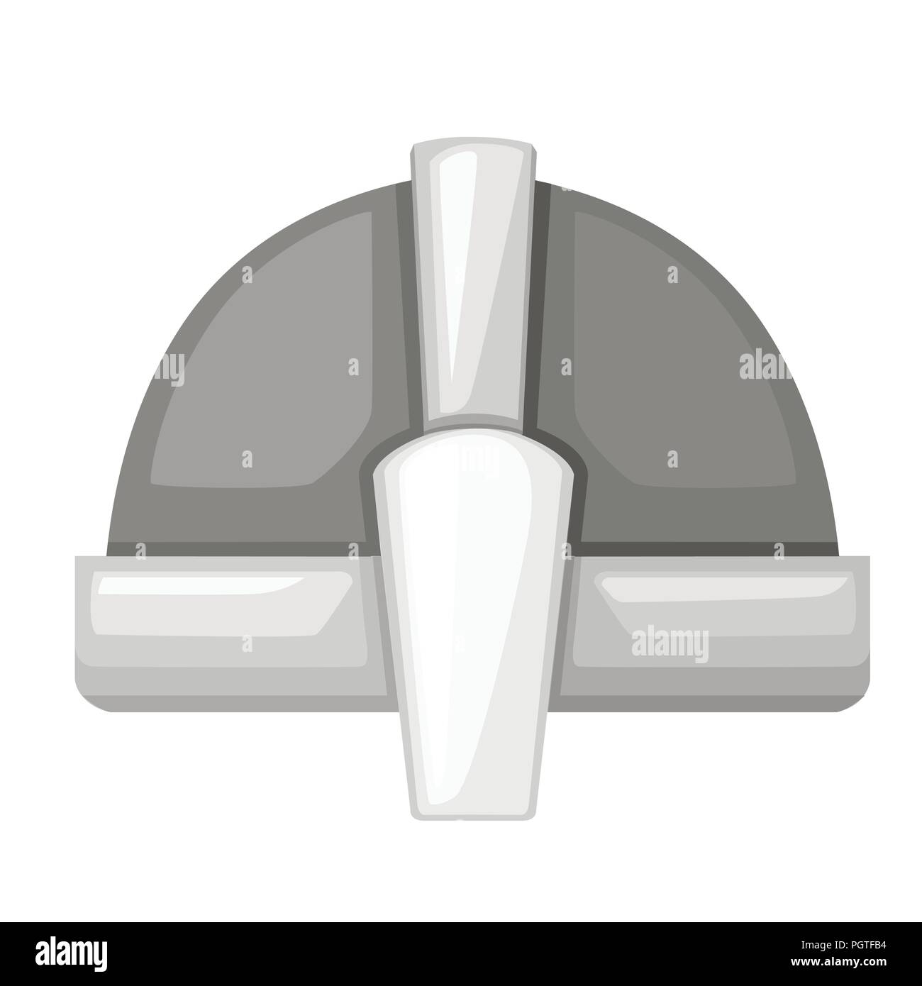 Norman cultura. Metallo medievale knight casco. Colore argento armor. Il cavaliere guerriero logo, emblema, simbolo, sport mascotte. Appartamento illustrazione vettoriale isolat Illustrazione Vettoriale