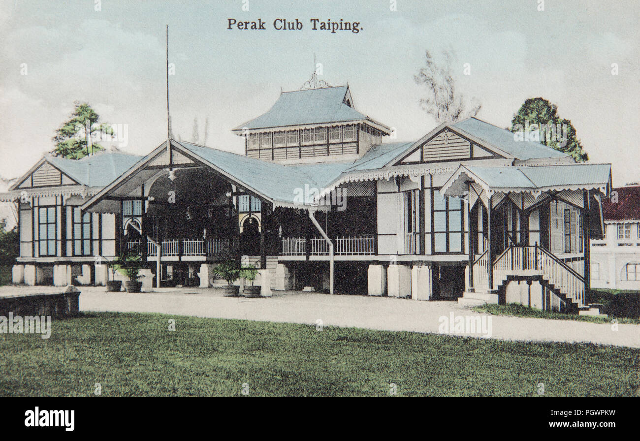 Perak Club Taiping Malesia, fotografo sconosciuto, cartolina c1910. Foto Stock