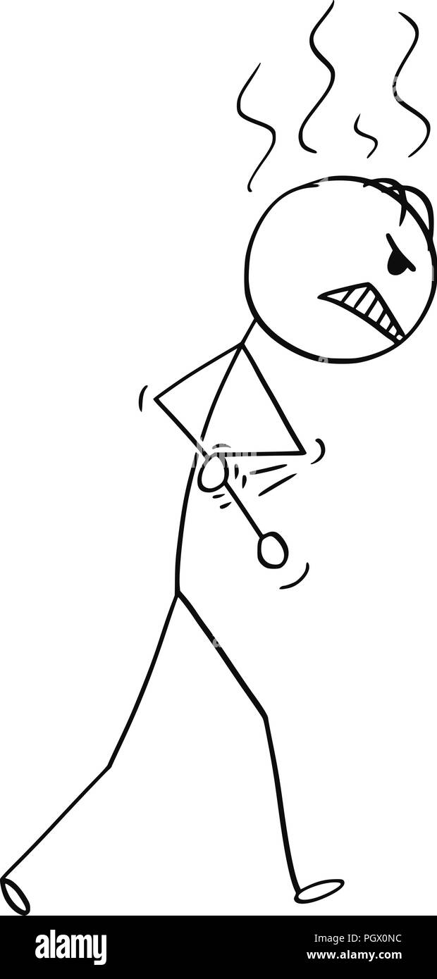 Cartoon di Angry Man o imprenditore rimboccandosi le maniche e andando ad avere lotta Illustrazione Vettoriale