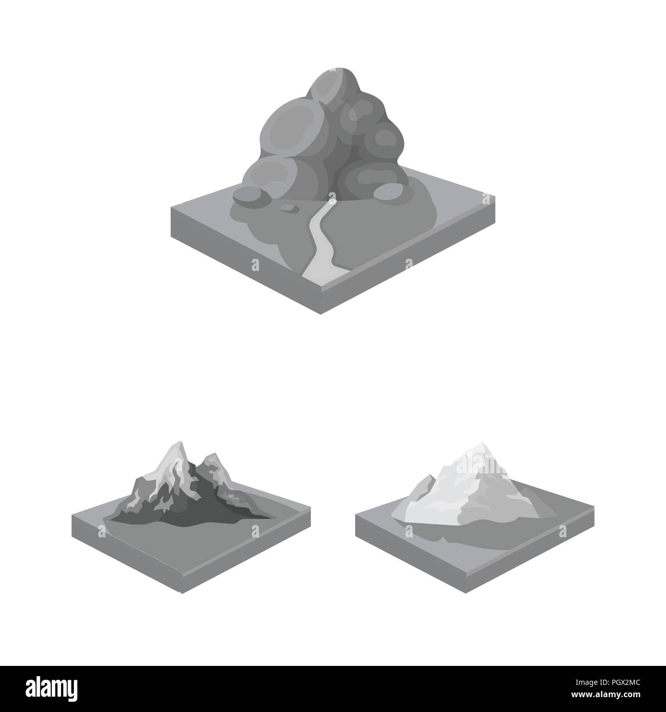 Montagne, massicce icone monocromatiche in set di raccolta per il design. La superficie della terra vettore simbolo isometrica stock illustrazione. Illustrazione Vettoriale Montagne, massicce icone monocromatiche in set di raccolta per il design. La superficie della terra vettore simbolo isometrica stock illustrazione. Illustrazione Vettoriale