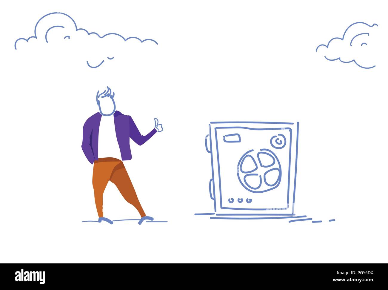 Imprenditore permanente archivio sicuro banca denaro affidabile sicurezza concetto di risparmio schizzo orizzontale doodle Illustrazione Vettoriale