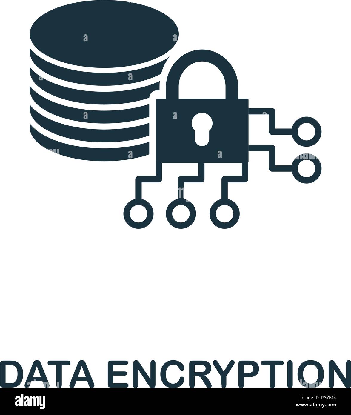 La crittografia dei dati e la relativa icona. Monocromatico design di stile da internet security collection. UI. Pixel perfetto pittogramma semplice crittografia dati icona. Web design, Illustrazione Vettoriale