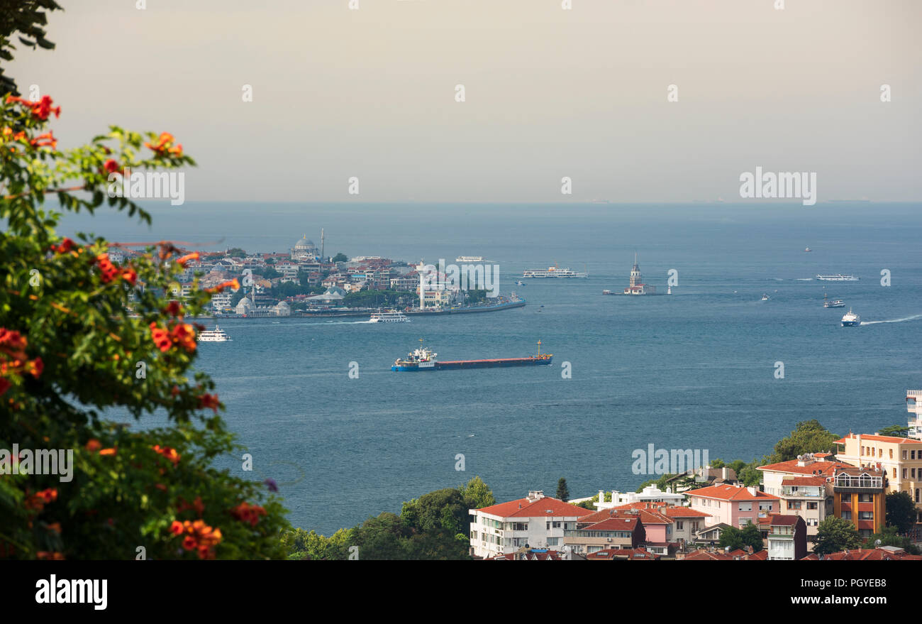 Vista da Istanbul Bosforo Foto Stock