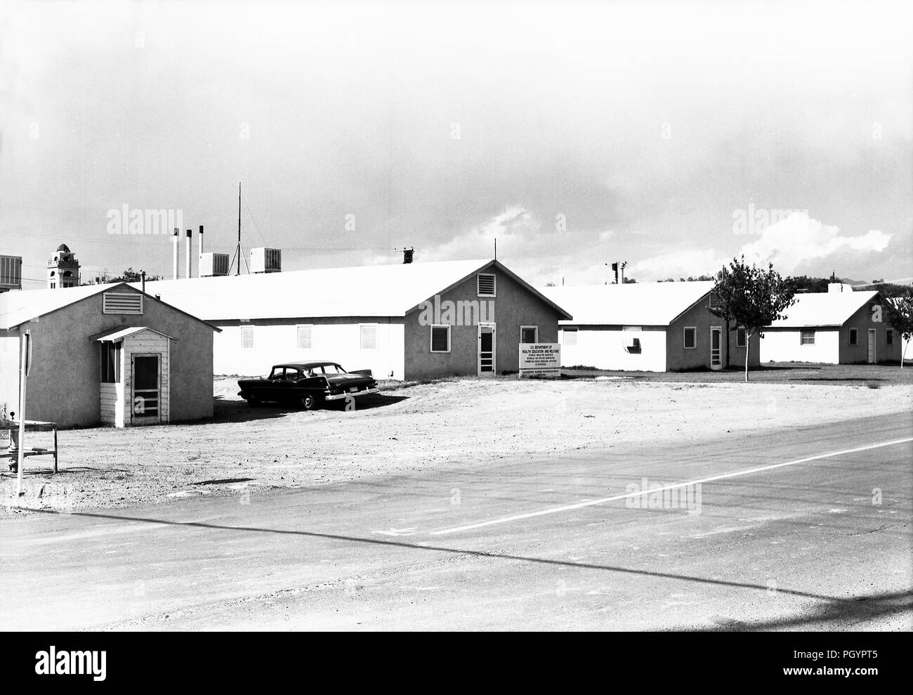 Esterno del sud-ovest della rabbia inchiesta Stazione (SWRIS), Las Cruces, Nuovo Messico, 1962. Immagine cortesia di centri per il controllo delle malattie (CDC) / Lt. W. Ricther. () Foto Stock