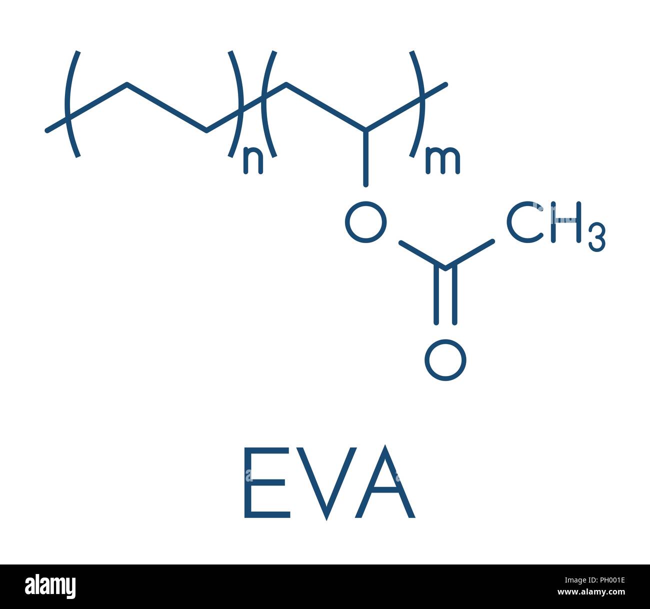 Copolimero etilene-vinil acetato (EVA), struttura chimica. Formula di scheletro. Illustrazione Vettoriale