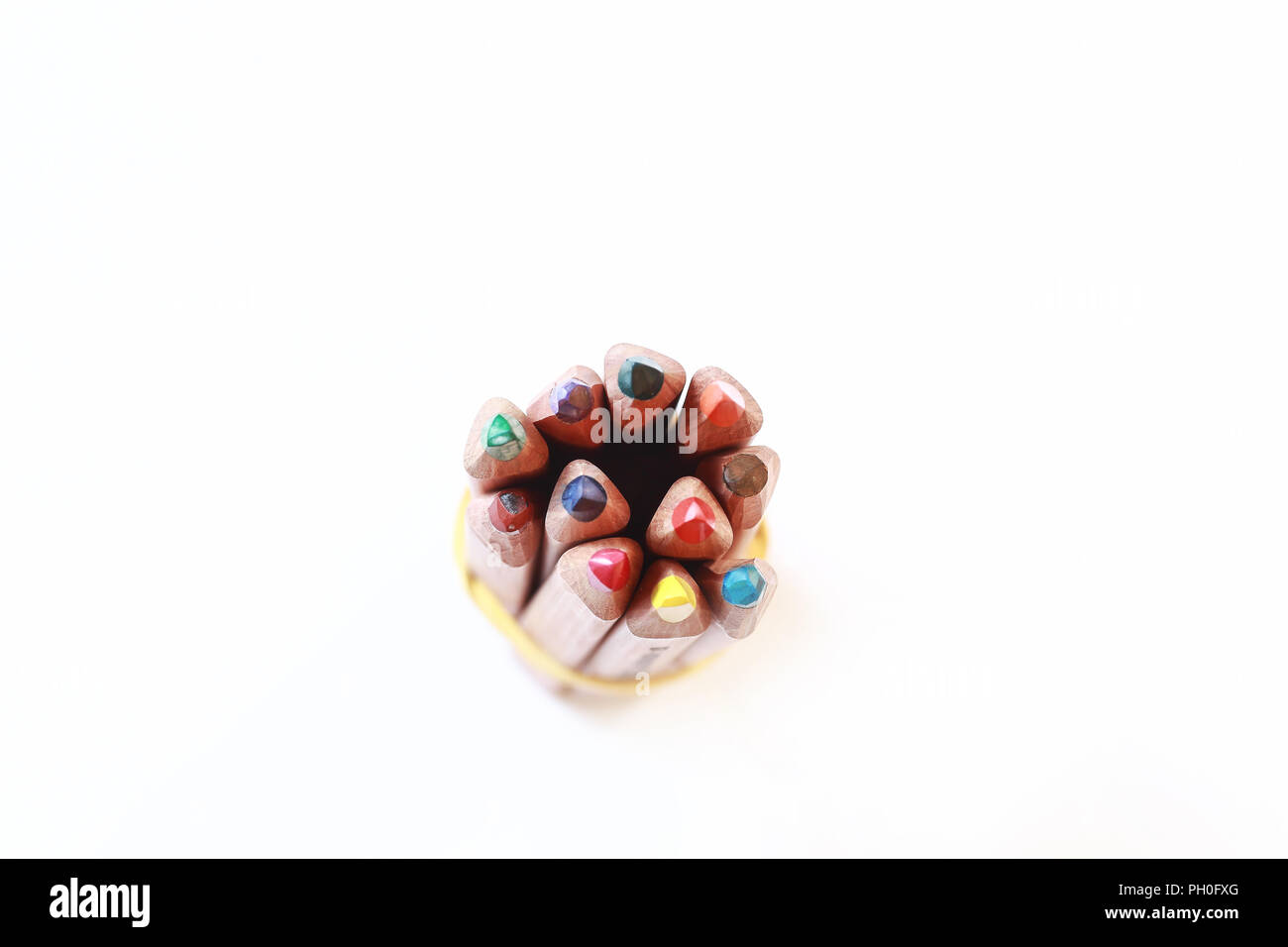 Strumenti per la creatività, vale a dire le matite, palette e spazzole Foto Stock