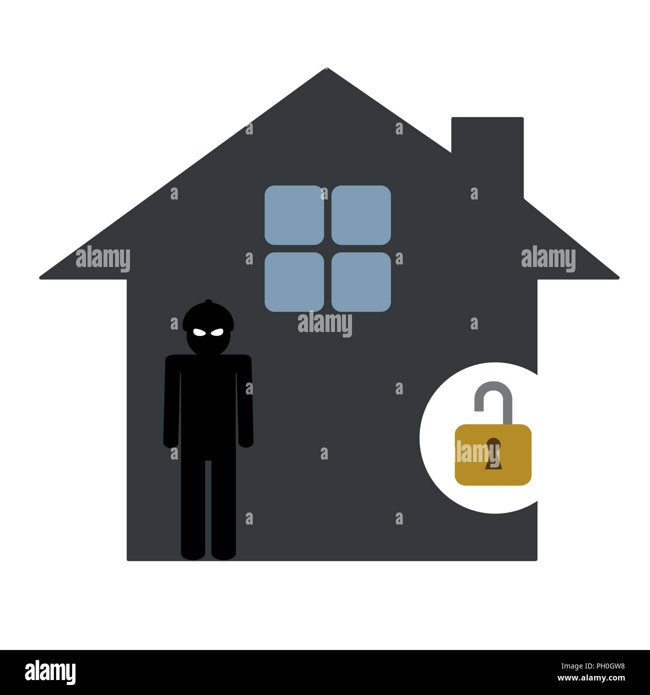 Ladro in casa isolata illustrazione vettoriale EPS10 Illustrazione Vettoriale