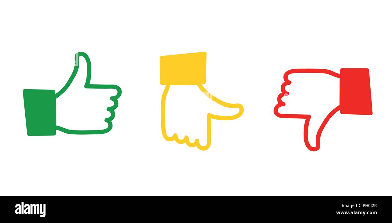 Simili e antipatia per tre mani icona illustrazione vettoriale EPS10 Illustrazione Vettoriale