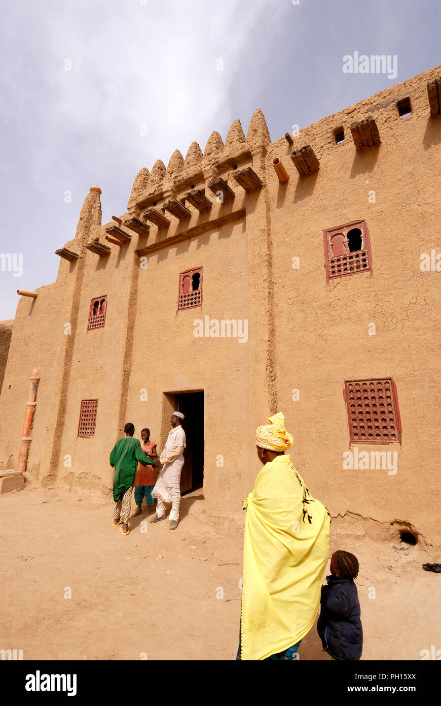 Tradizionali case di fango di Djenné, un sito Patrimonio Mondiale dell'Unesco. Mali, Africa occidentale Foto Stock