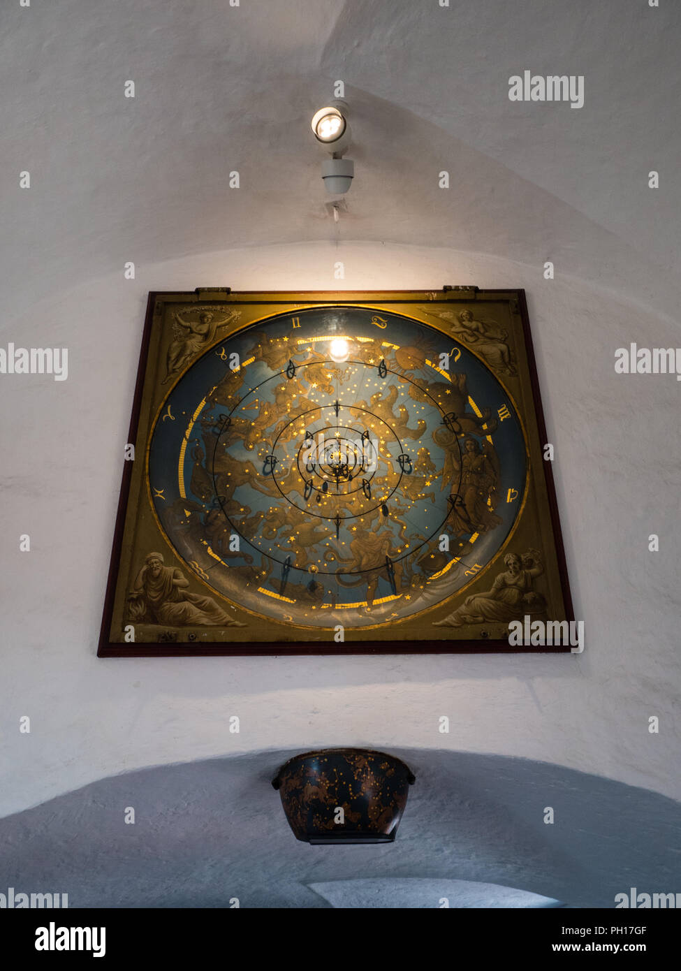 Mappa del cielo, la torre rotonda di Copenaghen, Zelanda, Danimarca, l'Europa. Foto Stock