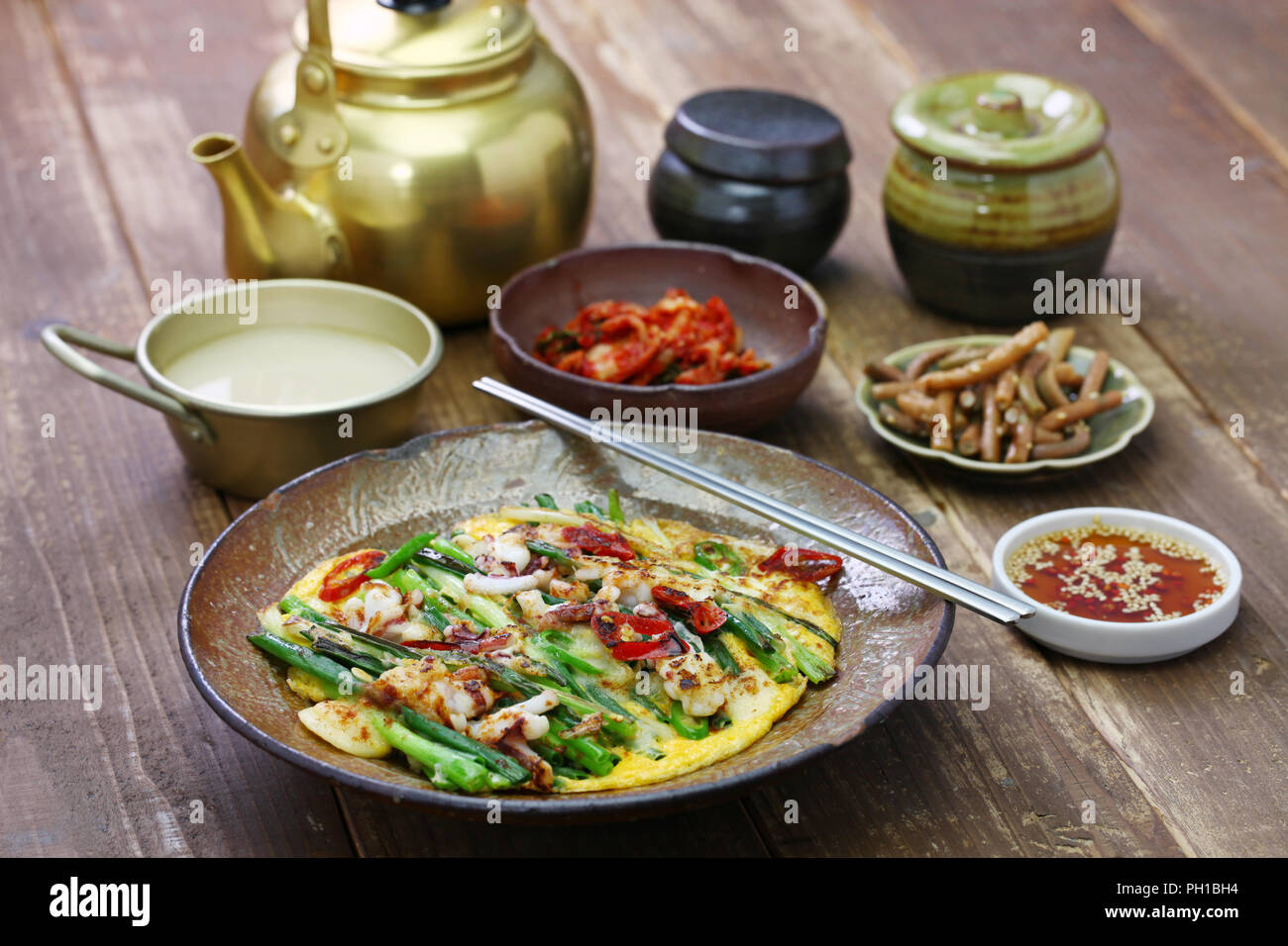 Pajeon, coreano lo scalogno pancake Foto Stock