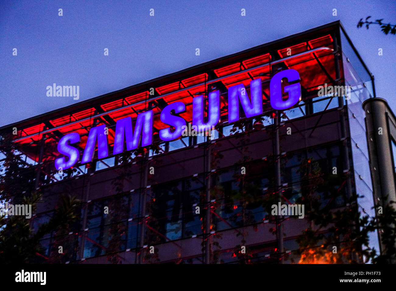 Logo Samsung sulla costruzione della Repubblica Ceca Foto Stock