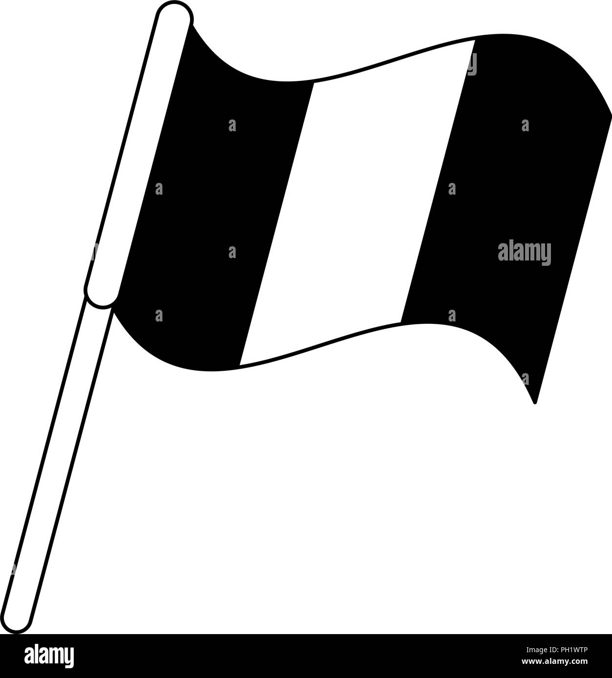 Bandiera irlandese pole in bianco e nero Illustrazione Vettoriale