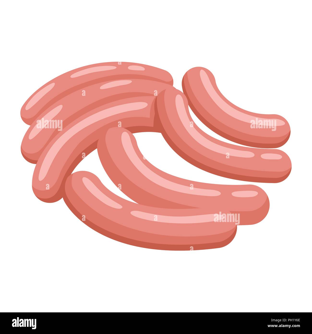 Salsicce di rosa icona in stile appartamento, carne di manzo e di maiale. Illustrazione Vettoriale