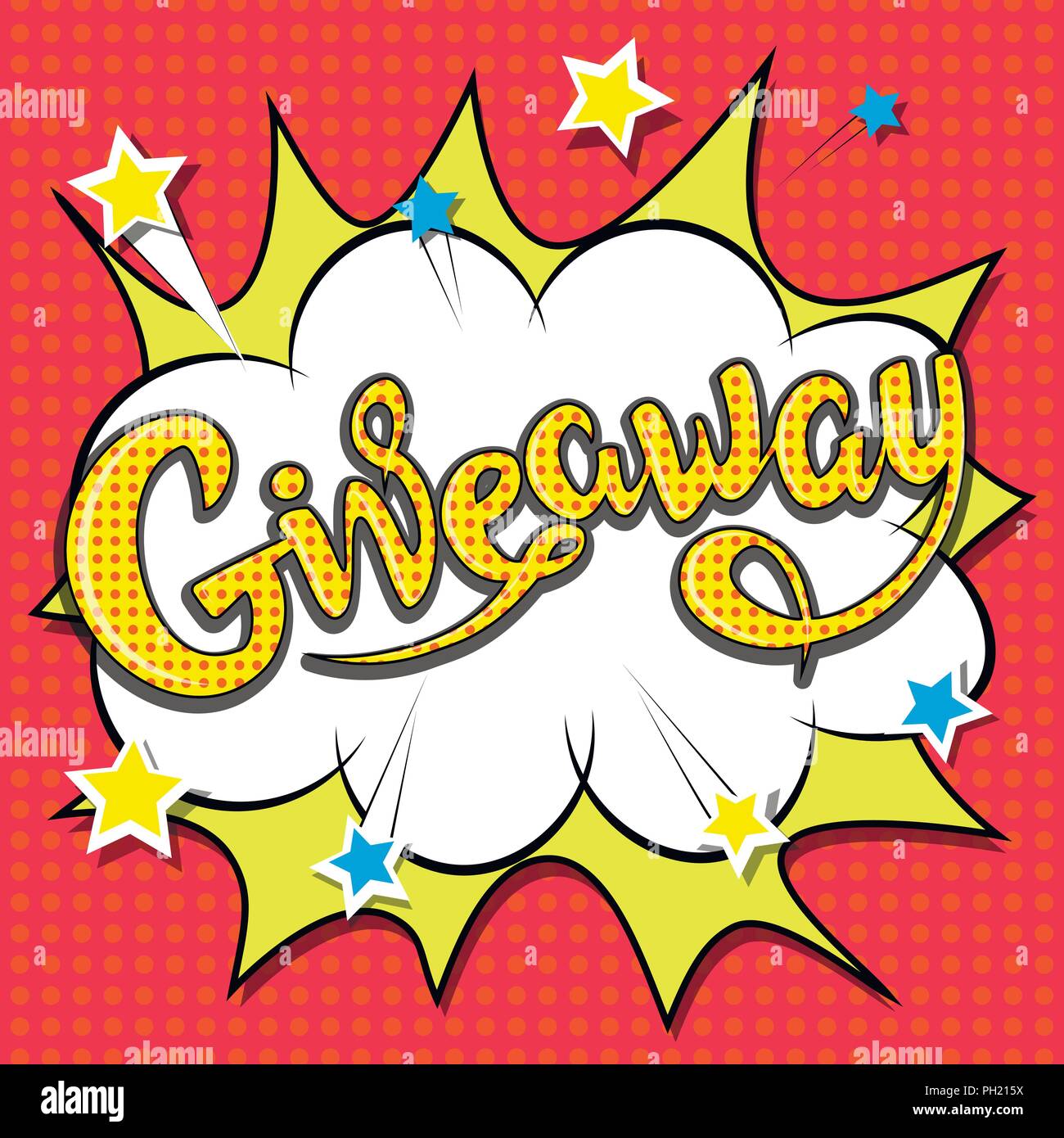 Giveaway banner, scritte, poster. Raffle del dono, lotteria. Il vettore, la pop art Illustrazione Vettoriale