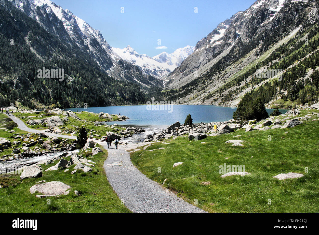 Una vista dei Pirenei vicino a Lac du Gaube Foto Stock