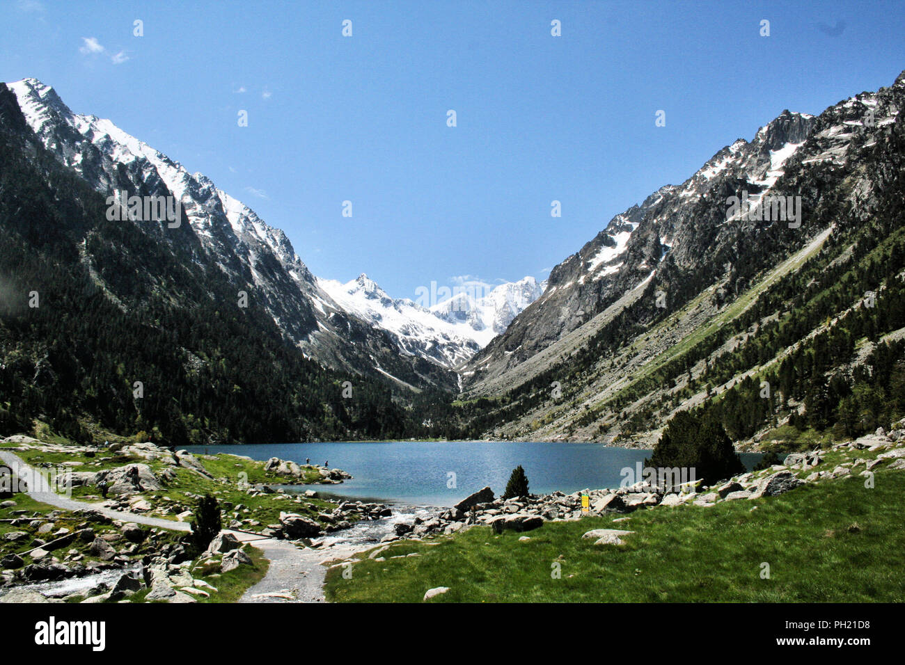 Una vista dei Pirenei vicino a Lac du Gaube Foto Stock
