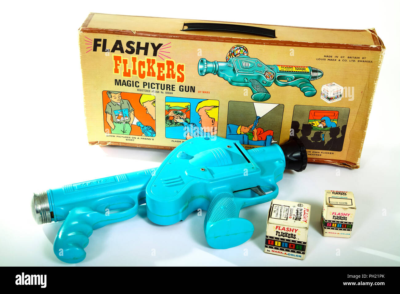 Marx Vintage Toys appariscenti sfarfalla magic immagine pistola giocattolo a partire dagli anni sessanta-1970s Foto Stock