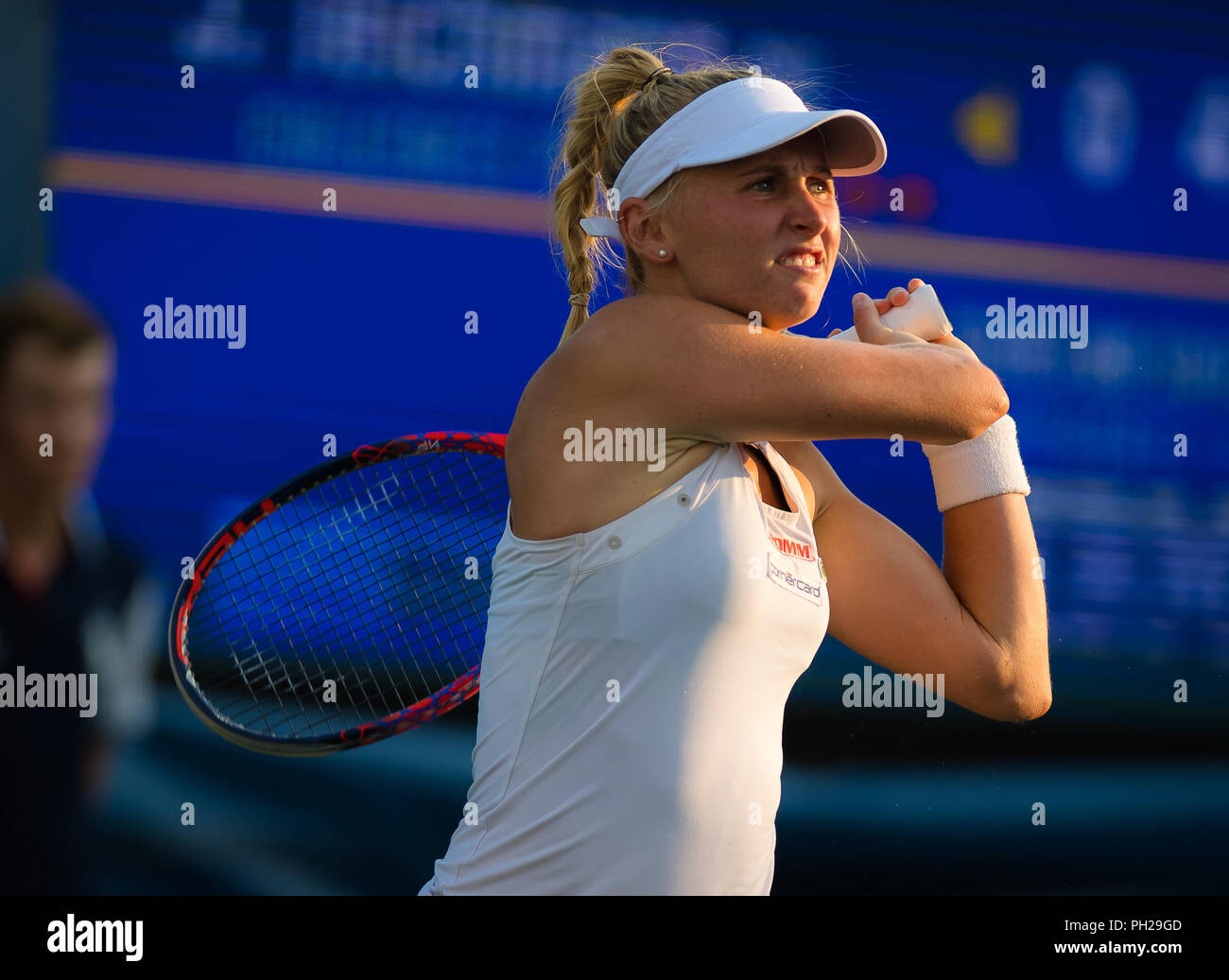 New York, Stati Uniti d'America. Agosto 29, 2018 - Jil Teichmann della  Svizzera in azione durante il suo secondo tondo corrisponde al 2018 US Open  Grand Slam torneo di tennis. Il 29