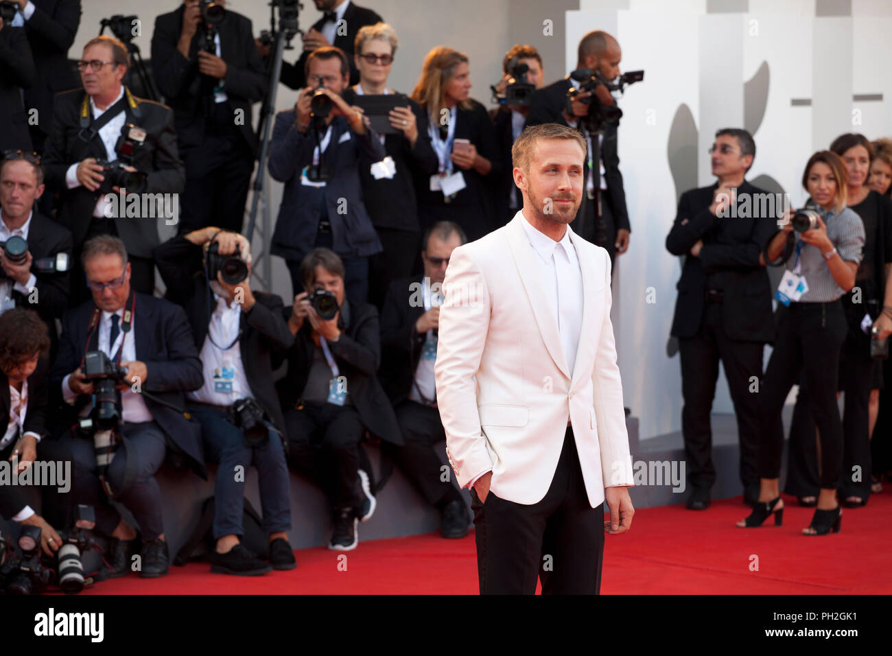 Venezia, Italia. Il 29 agosto 2018. Ryan Gosling al primo uomo Premiere, Cerimonia di apertura e Lifetime Achievement Award a Vanessa Redgrave al settantacinquesimo Festival del Cinema di Venezia, Sala Grande mercoledì 29 agosto 2018, Venezia Lido, Italia. Foto Stock