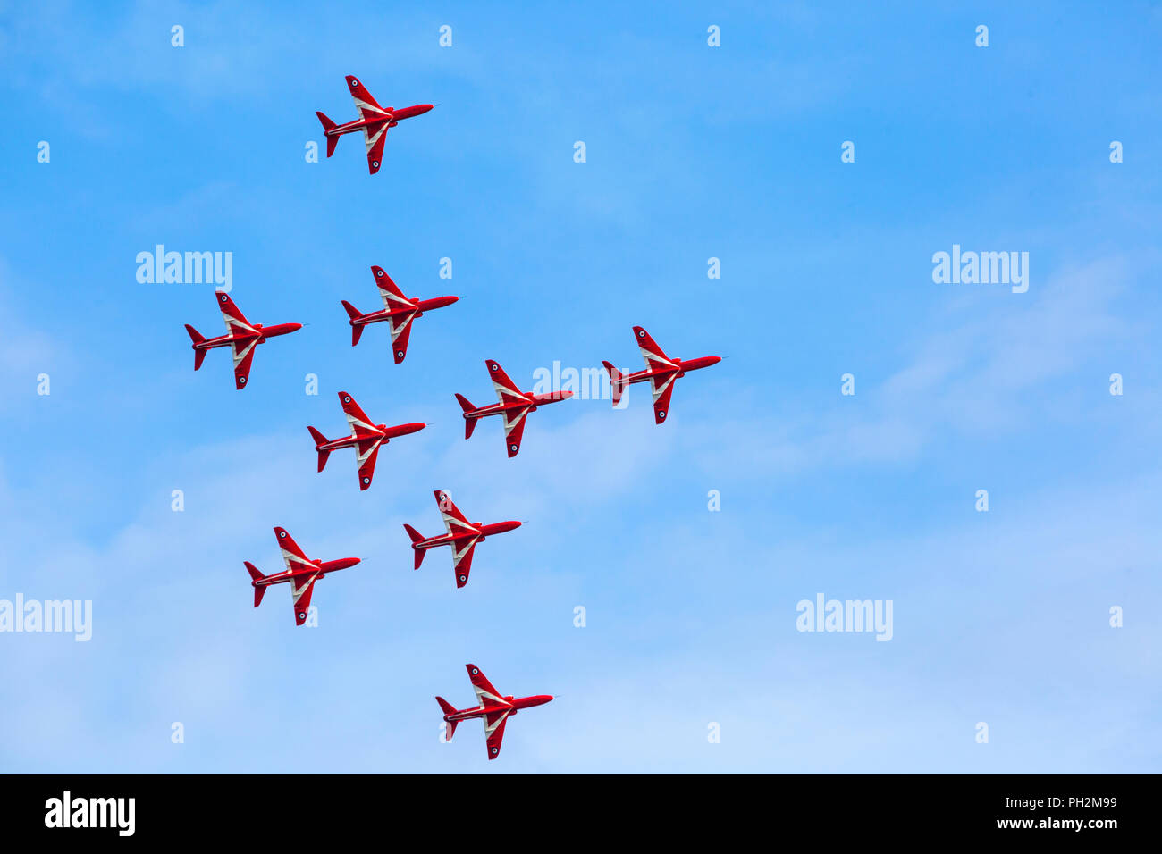 Bournemouth Dorset, England Regno Unito. Il 30 agosto 2018. Le Nazioni preferiti - Le frecce rosse eseguire il primo giorno della undicesima edizione del Bournemouth Air Festival. Credito: Carolyn Jenkins/Alamy Live News Foto Stock