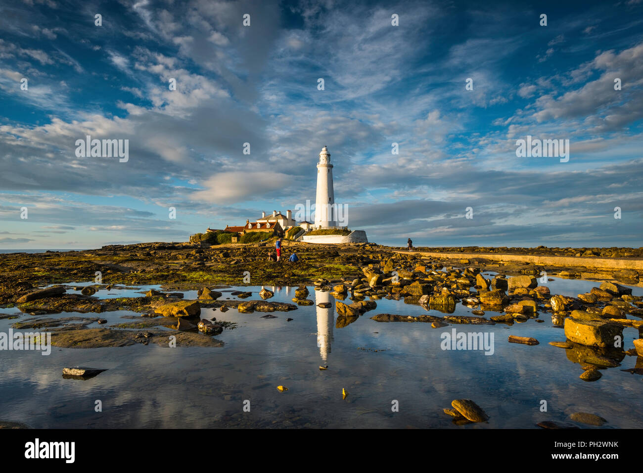 San Marys faro a Whitley Bay. Foto Stock