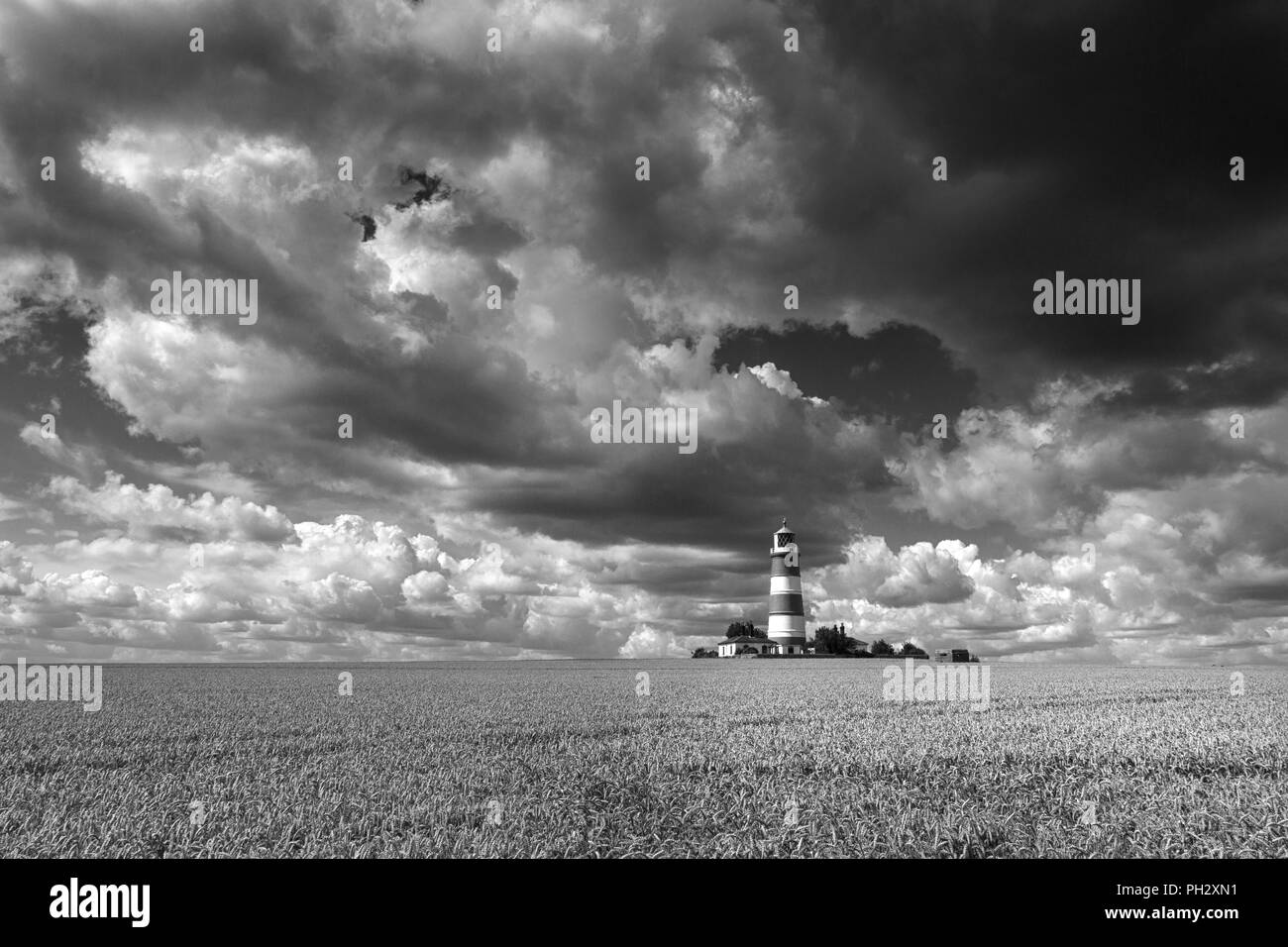 Happisburgh Lighthouse sulla Costa North Norfolk, Regno Unito. Foto Stock