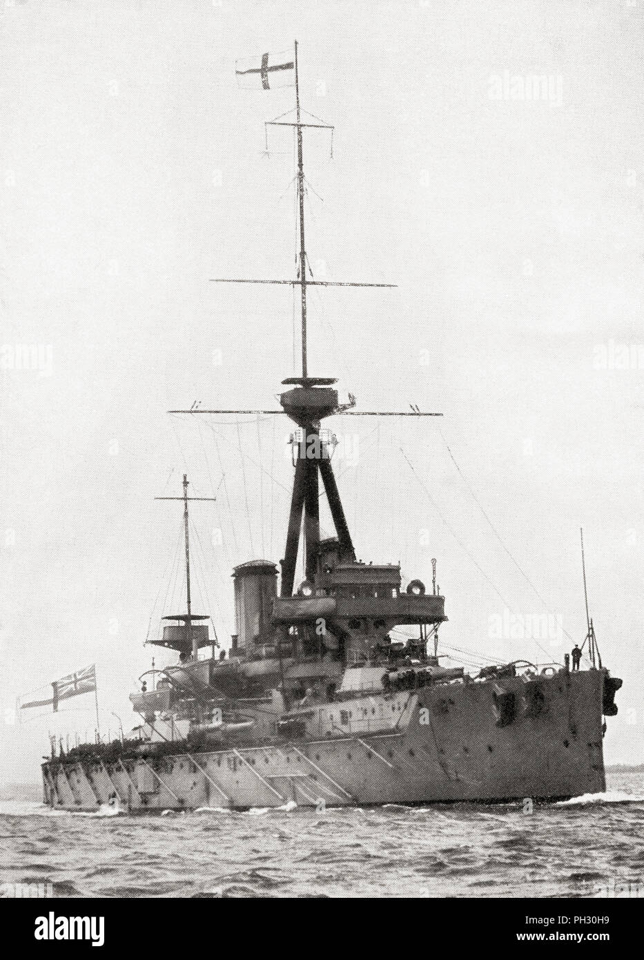 La British Royal Navy corazzata HMS Dreadnought, (1906). Dal libro di navi, pubblicato c.1920. Foto Stock