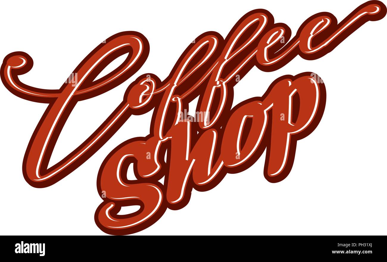 Coffee Shop lettering. Bella illustrazione calligrafico per biglietti di auguri, poster pinte o parete art. Disegnate a mano delineato disegno vettoriale. Illustrazione Vettoriale