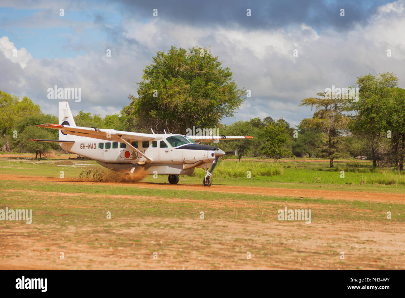 Atterraggio aereo, Tanzania Africa orientale Foto Stock